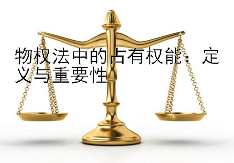 物权法中的占有权能：定义与重要性