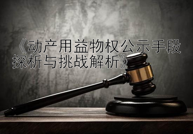 《动产用益物权公示手段探析与挑战解析》