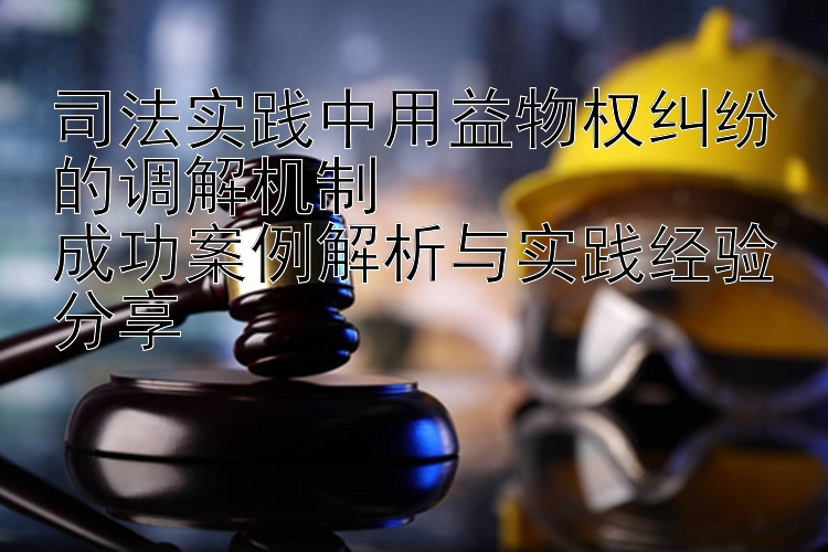 司法实践中用益物权纠纷的调解机制  
成功案例解析与实践经验分享