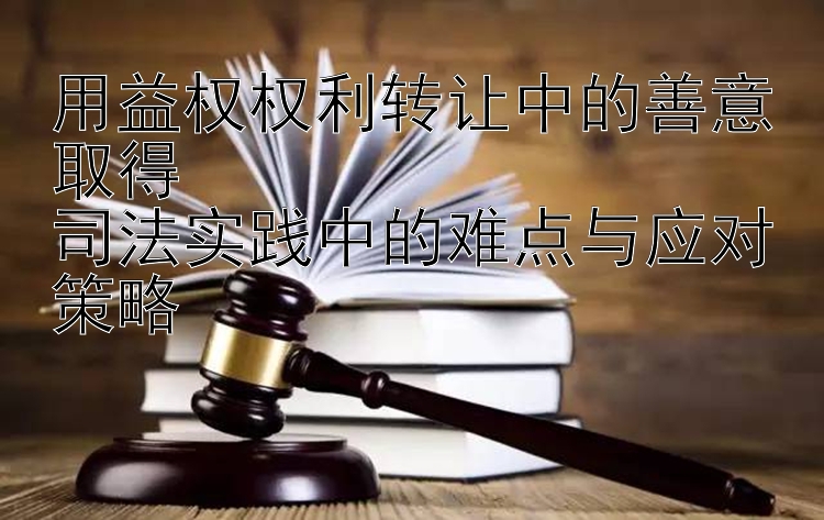 用益权权利转让中的善意取得  
司法实践中的难点与应对策略