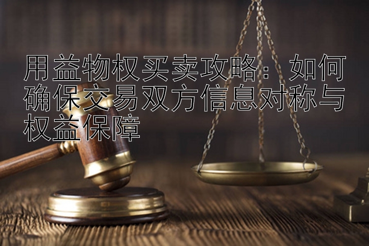 用益物权买卖攻略：如何确保交易双方信息对称与权益保障