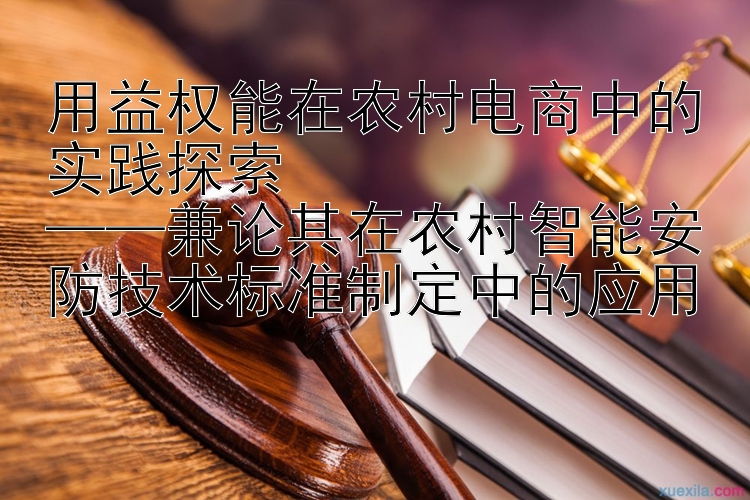 用益权能在农村电商中的实践探索  
——兼论其在农村智能安防技术标准制定中的应用